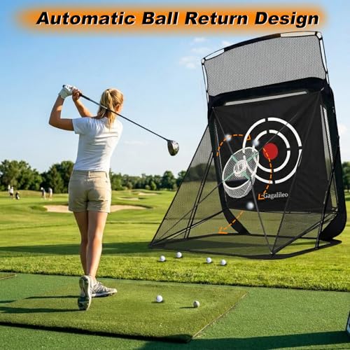 Gagalileo Pop Up Golf Net: Drving Practice Cage with Target Portable Backyard Garage Training Chipping Swing Gift for Golfers Men Beginners Professional
