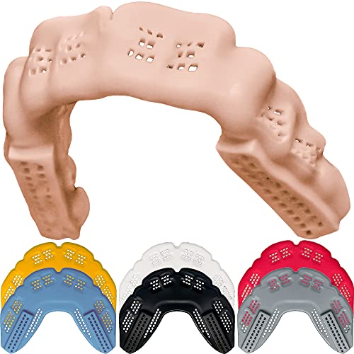Bulletproof: World’s Thinnest Most Breathable Mouthguard is 3X Stronger! BJJ Lacrosse Football Basketball MMA Wrestling Hockey Rugby Boxing Men Sports Mouth Guard Grinding Teeth Adult Youth Braces - color: Stealth Nude, size: ADULT