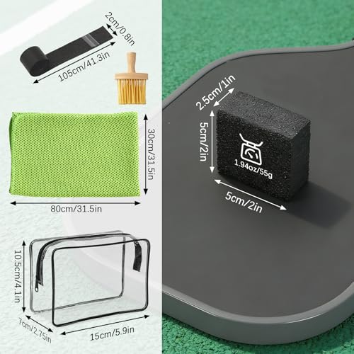 Pickleball Paddle Eraser Set, 2Pcs Pickle Ball Racket Cleaner for Carbon Paddles, Fast & Easy Natural Rubber Eraser Removes Residue Dirt Minor Scratches, Includes Storage Bag Brush Cloth Grip Tape