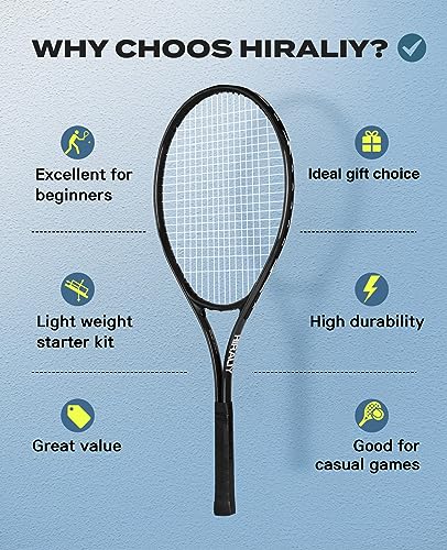 HIRALIY Tennis Rackets 2 Pack for Adults Beginners - 27 Inch Lightweight Aluminum Tennis Racquet Set with 3 Balls & Carry Bag - Vibration Dampening & Large Sweet Spot for Men Women Couples