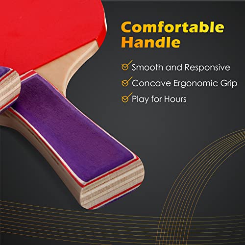 Outus Pack Portable Table Tennis Combo 8 Paddles & 12 Balls with Carry Bag for Indoor Outdoor Sport