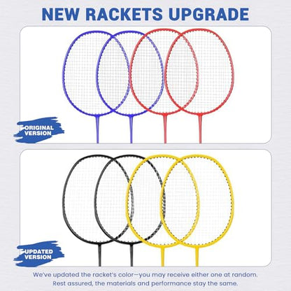 Portable Pickleball Badminton Net Set, 17FT Adjustable Heights All-in-One Net w/4 Pickleball Paddles 4 Badminton Rackets, Freestanding Pickleball Badminton Net for Backyard Driveway - style: Wood Pickleball Paddles