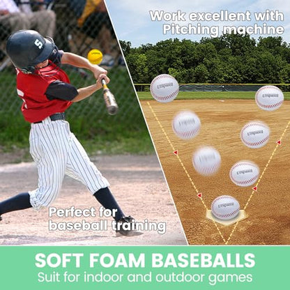 Foam Baseballs Soft Baseball Multi-Color Foam Ball for Kids with Carrying Bag 9 inch Practice Baseballs Tballs Safe for Throwing, Catching,Fielding,Pitching and Batting Practice