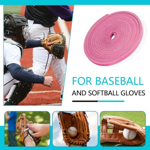 Baseball Glove Lace, Mitt Lace Repair Kit Softball 2 Leather Laces and 2 Lacing Needles for Catcher's Glove - color: Pink
