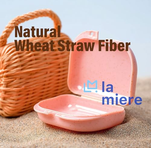 LA MIERE Wheat Straw Box Cute Retainer Holder Dental Thin Container Braces Case, Night Mouth Guard Aligner Case, Cotton candy - color: Cotton candy