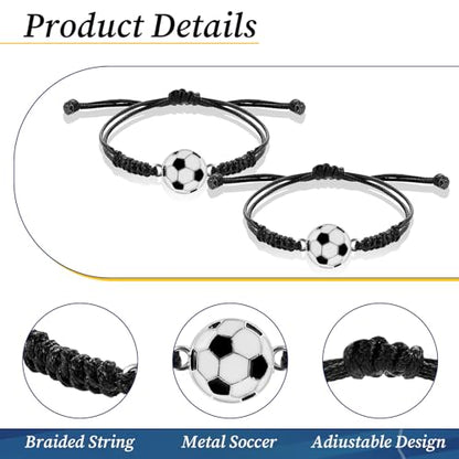 simarro 12pcs Soccer Baseball Basketball Braided Sports Bracelets, Sports Accessories Adjustable Football Inspirational Wristbands for Fans Men Women Teen Adults Team