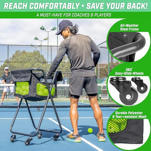 GoSports Ball Caddy with Wheels - Portable Cart Holds 140 Pickleballs or 175 Tennis Balls