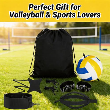 Volleyball Training Equipment Aid Set, 8 Pcs Indoor Outdoor Solo Practice Kit with Training Volleyball, Belt, Trainer Aids for Serve, Spike, Pass Practice, Ideal Gift for Girls and Beginners