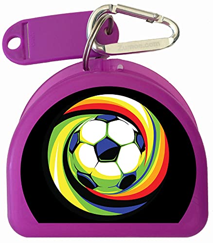 Soccer Mouth Guard case, Mouthguard case, Retainer Case - Soccer Power Ball - color: Purple