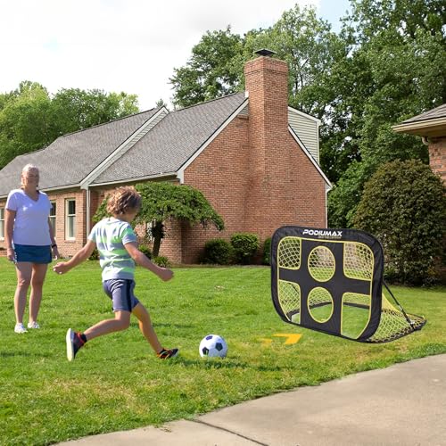 Kids Soccer Goal 2 in 1, Pop up Portable Soccer Goals for Backyard, Soccer Net for Kids Age 3 5 8, Indoor Outdoor Toddler Soccer Goal with Carry Bag, Improving Passing & Shooting Accuracy