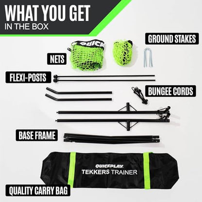 QuickPlay Tekkers Trainer 6.5x4ft Soccer Rebounder Net - Dual Net Soccer Trainer for Backyard Training - Portable Soccer Rebounder for Passing, First Touch & Control