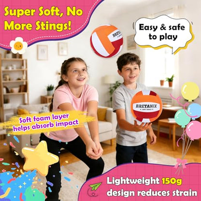Soft Indoor Volleyball for Practice – Super Soft Foam Ball with Fabric Cover, Lightweight Training Volleyball for Indoor Home Play, Ideal for Boys & Girls, Youth, Beginners
