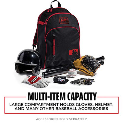 Franklin Sports Kids MLB Baseball Batpack Bag - Youth Baseball, Softball + Teeball Backpack - Sports Equipment Bag for Kids + Toddlers - Holds (2) Teeball + Baseball Bats + Includes Fence Hook - color: Black/Red