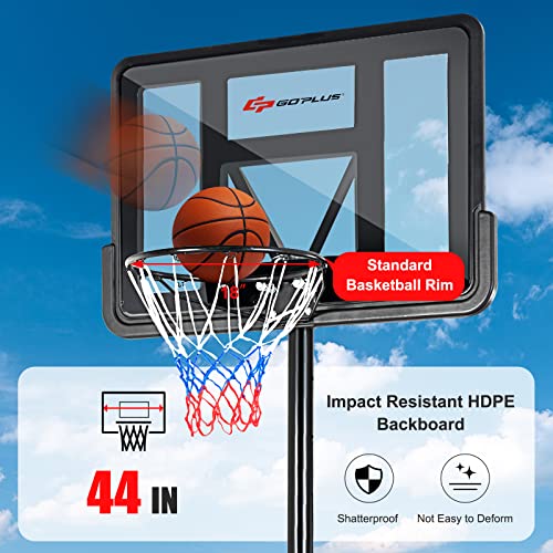 Goplus Portable Basketball Hoop, 10FT Height Adjustable Basketball Goal w/44‘’ Shatterproof Backboard, Outdoor Basketball Stand for Adults Backyard Driveway - style: 4.25-10FT, 12-Level, Upgrade Steel