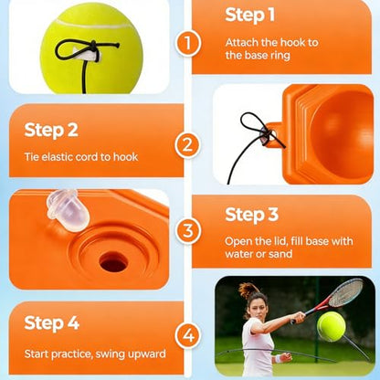 2026 New Solo Tennis Trainer Rebound Ball, Tennis Ball Training Baseboard, Portable Tennis Movement Trainer for Home use, Multifunctional Tennis Solo Practice kit for Backyard