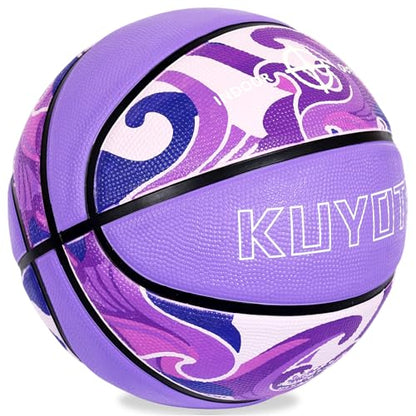 KUYOTQ Kids Toddler Youth Adult Size (3~7) Basketball Thickened Rubber or Leather Small Mini Basketball Soft Touch in & Outdoor Wear Resistant Basketball for Boys Girls Basketball Gifts (Deflated)