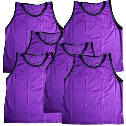 BlueDot Trading Adult & Youth Scrimmage Training Vests for Soccer, Basketball & More – Available in 1, 6, 12, 24 Packs - color: Purple, style: Youth 6 Pack
