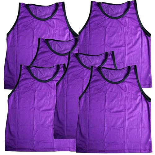 BlueDot Trading Adult & Youth Scrimmage Training Vests for Soccer, Basketball & More – Available in 1, 6, 12, 24 Packs - color: Purple, style: Youth 6 Pack