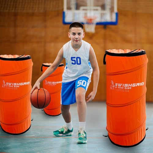 Portable Pop-Up Defender Dummy Trainer - Basketball Dribble Training - Football Tackling, Soccer Dribbling Dummies - Equipment to Improve Skills w/Built-in Storage - size: 3 - Pack