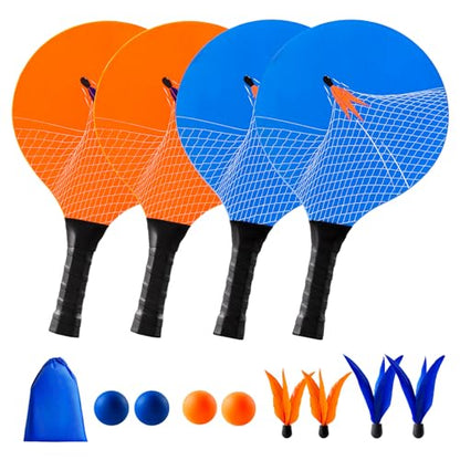 U&C Planet Beach Paddle Ball Set, Badminton Rackets, Family Game for Kids and Adults, Indoor Outdoor Game Backyard Park Camping Yard for Boys, Girls All Ages