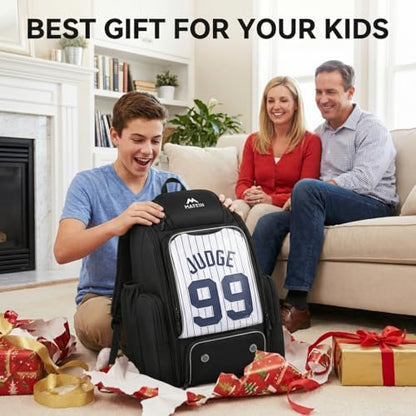 MATEIN PRO Youth Baseball Backpack for 4 Bats with Collapsible Shoes Compartment, Water-Resistant Large Boys Baseball Bat Bag with Clear Display Pocket & Insulated Beverage Pocket Holds Glove, Helmet - color: Black