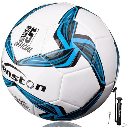 Senston Soccer Ball Size 4 & 5 with Air Pump and Needles - Durable PVC Training Football with Thickened Nylon Winding and Butyl Bladder for Shape Retention - High Value Soccer Set