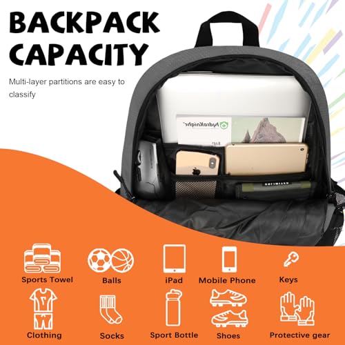 Goloni Basketball Backpack Bag,35L Basketball Bag with with Separate Ball & Shoe Compartments,Large Sports Bag for Basketball - color: dark grey