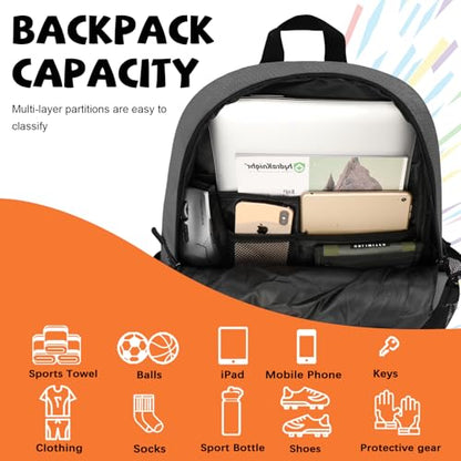 Goloni Basketball Backpack Bag,35L Basketball Bag with with Separate Ball & Shoe Compartments,Large Sports Bag for Basketball - color: dark grey