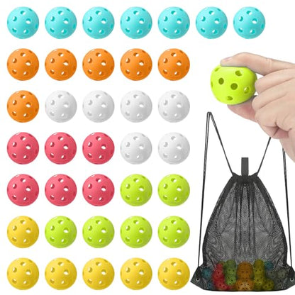Lunmon 36 Pcs Practice Baseball 42mm Small Training Balls Plastic Hollow Softballs Golf Balls with a Drawstring Bag for Backyard Hitting Batting Training Indoor Outdoor Use