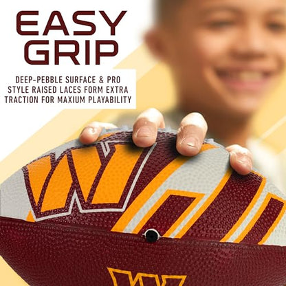 Franklin Sports NFL Team Footballs - Rubber Youth Mini Balls for All Teams - Kids 8.5" Football + Air Pump Sets - Official NFL Licensed - style: Washington Commanders