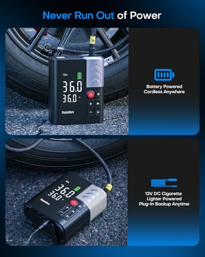 Tire Inflator Portable Air Compressor, 48LPM 160PSI Fast Air Pump with APP Control, 7800mAh & 12V DC Dual Power, Auto Shut-Off, Cordless Pump for Car Tires, SUV, Pickup, Bike, Lawnmower