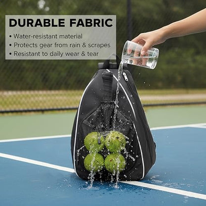 Pickleball Bag - Holds 2 Paddles & 4 Balls in Front Pocket | Water Bottle Holder | for Men & Women | Pickleball Gear, Accessories & Equipment Storage Backpack