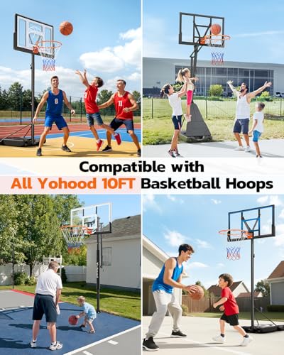 Yohood 18" Basketball Rim, Heavy Duty Solid Steel Rim for Wall Mount & Hoop Replacement, Double Spring Basketball Rim with All Weather Net, More Compatible Multi-Hole Design