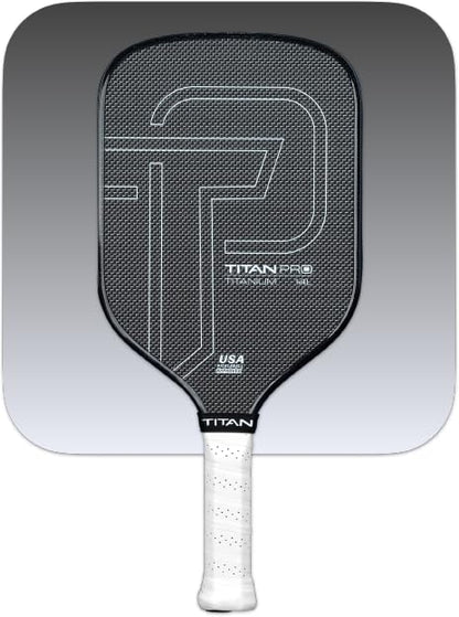 Titan Pro Titanium Carbon Fiber Pickleball Paddle – T700 Carbon Fiber Face, Electroplated Titanium, Nomex Duo Core, USA Pickleball Approved, 14mm & 16mm – Intermediate to Advanced Players