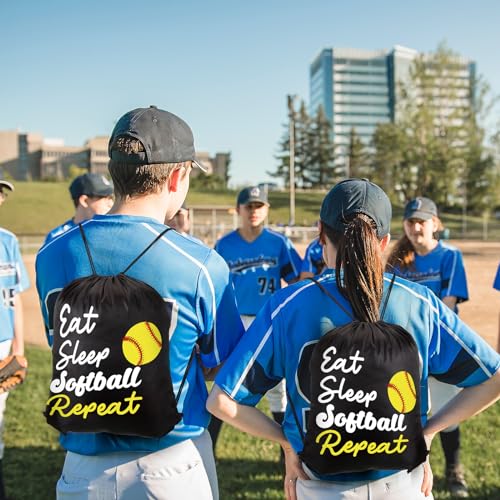 Windyun 16 Pcs Ball Drawstring Backpack Bulk Lightweight Draw String Bags Cinch Bags Drawstring Cinch Sack Tote(Softball) - style: Softball