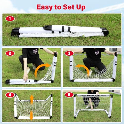 KETIEE Kids Soccer Goals for Backyard: 35" x 23" Mini Foldable Football Goals Set, Portable Kids Soccer Goal with Carry Bag & Soccer Ball for Garden Outdoor Indoor, Soccer Toy for Boys Girls Ages 3+