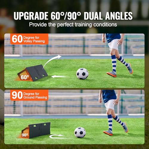 VEVOR Soccer Rebounder Board, Portable Soccer Wall with 2 Angles Rebound, Foldable HDPE Kickback Rebound Board, Soccer Training Equipment for Kids and Adults, Passing & Shooting Practice - size: 45"X13"