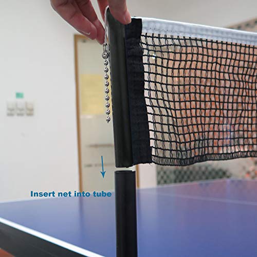 ComeSee Professional Table Tennis Ping Pong Net Post Set Strength Screw Clamp with Net Clip Insert, 1.65 Inch Width Grip Holder, Tension and Height Adjustable Easy Set Up (Black)