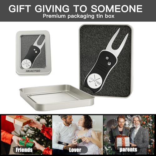 Golf Divot Repair Tool with Premium Metal Gift Box, Heavy Duty 2-Layer Stainless Steel & ABS, Thicker & Harder Prongs, Foldable, Magnetic Ball Marker,Green - color: White