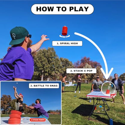 Stackpop, Blitz, Table Game, Outdoor Toss, Stack, Pop, and Catch, Outdoor Fun, Tailgating, Beach, Backyard, Football Blitz & Parties – Skilled, Active Game for Teens & Adults