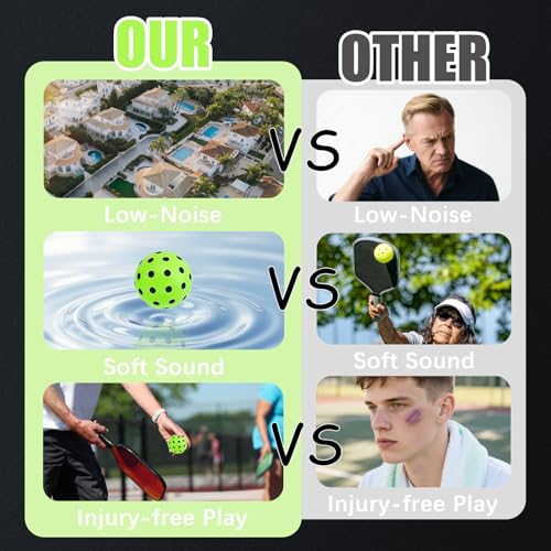 CEYAZYE 6 Pcs Silent Pickleball Balls, Soft Foam Balls for Indoor and Outdoor Practice, Low-Noise and Durable, Pickle Ball for Beginners Adult Outdoor Training
