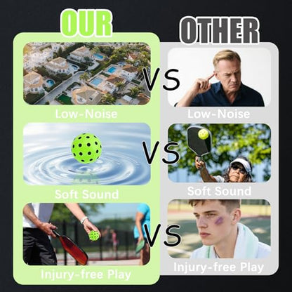 CEYAZYE 6 Pcs Silent Pickleball Balls, Soft Foam Balls for Indoor and Outdoor Practice, Low-Noise and Durable, Pickle Ball for Beginners Adult Outdoor Training