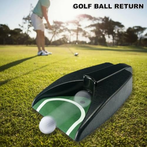 Golf Automatic Putting Cup, Golf Putting Mat, Ball Return Device with Green Slope Mat Sensor Hole Practice Training Aid
