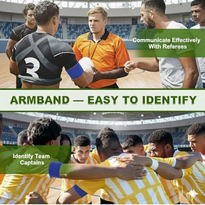 Captain's Armband Soccer Football Rugby Captain Armbands for Youth and Adult,Anti-Drop Design - Pack of 6 - color: 6 Blue /No C