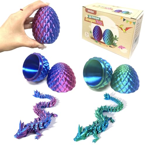 2 Pack Dragon Eggs with Dragon Inside, Dragon Egg Fidget Toy, 3D Dragon Eggs with Dragon Inside, Mystery Dragon Egg, 3D Printed Dragon Egg, Stocking Easter Basket Stuffers - color: 2 Pack Dragon Egg