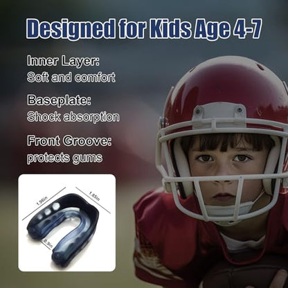 Kids Sports Mouthguard Football Mouth Guard, 2 Pack with Case and Strap Mouth Guard Football, 1.7 x 1.96 inches, for Boxing, Basketball, Hockey, Ages 4-7 - size: Kids（4-7）