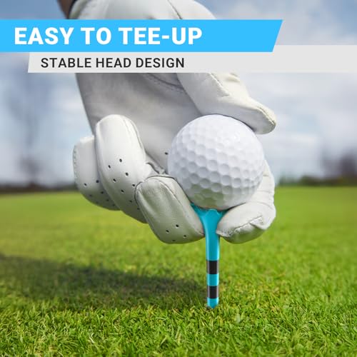 Professional Plastic Golf Tees 50/60/100 Pack (3-1/4" or 2-3/4"), Enhanced Durability & Stability, Engineered to Minimize Friction and Side Spin - color: Blue 3-1/4" (100pcs)