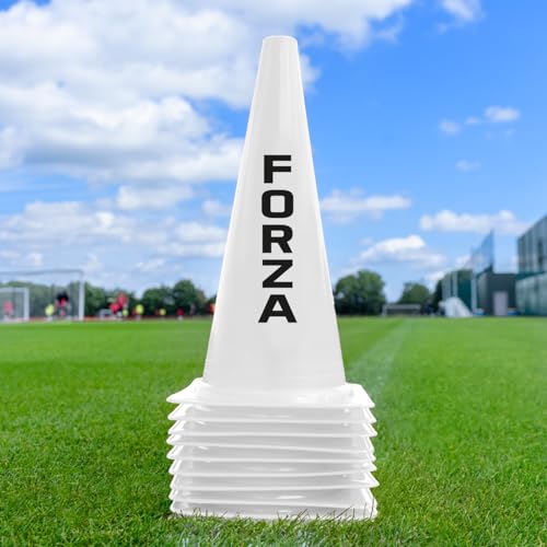 FORZA Large Training Cones - Pack of 10 with 3 Size Options for Optimal Training Sessions - color: White, size: 15 Inch, style: Pack of 10