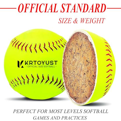 KRTOYUST® Softball Ball,11" & 12" Official Size Softballs Great for Practice Training - Comply with Official Size and Weight Standard - size: 11", style: 6 Softballs