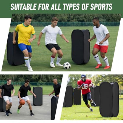 3 Pcs Pop up Blocker Defender Basketball & Football Soccer Training Dummy, 38" Blocking Dummy Set with Water-Absorbent Weight Bags & Carrying Bag, Foldable Training Equipment